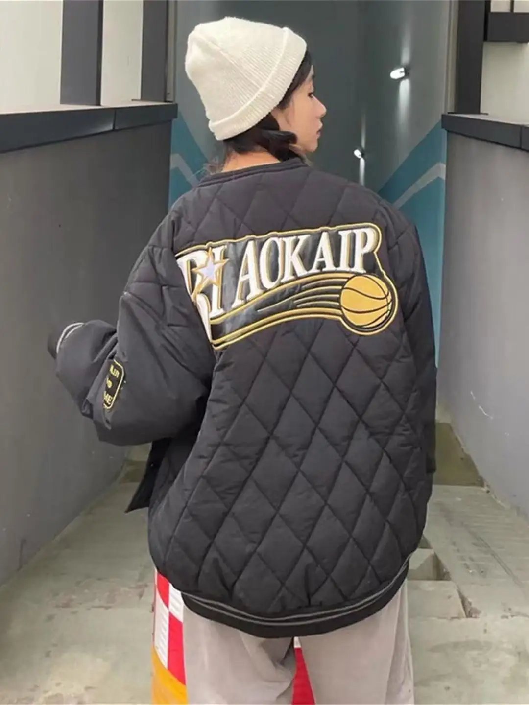 

Retro American Quilted Jaet Loose Casual ex Autumn Winter Baseball Vest Cotton Outerwear Trendy Youth Sle