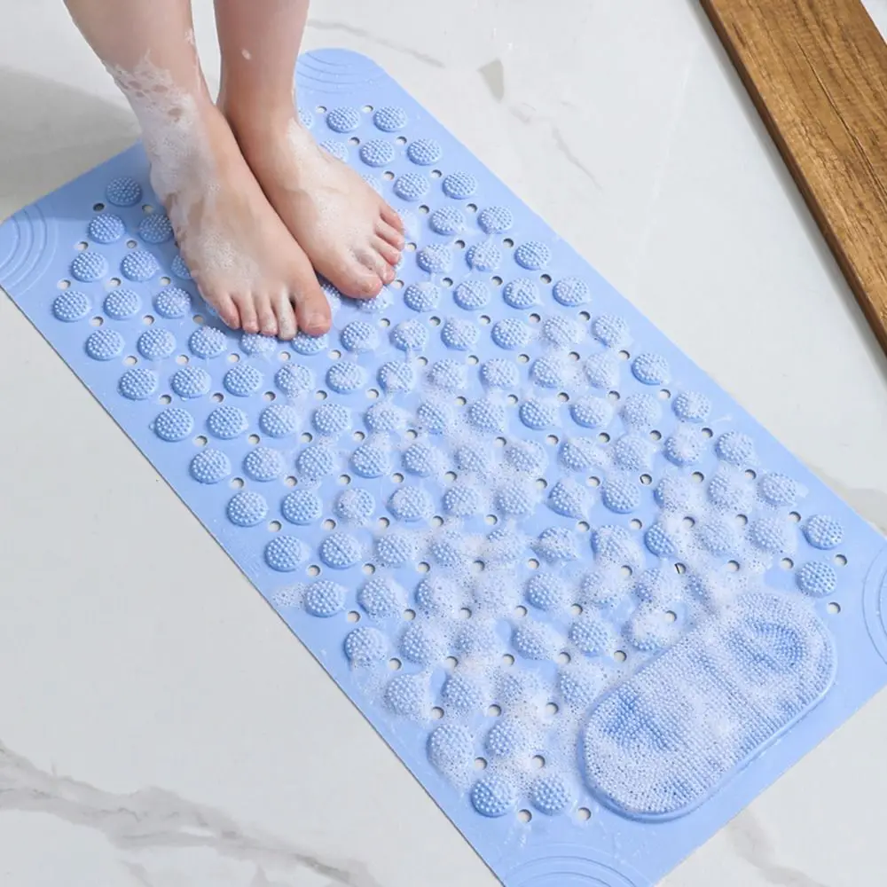 

Flexible Anti-drop Non-Slip Floor Mat Rectangular Draining Hole Foot Massage Pad Exfoliating Hollow Bathroom Safety Rug Bathtub