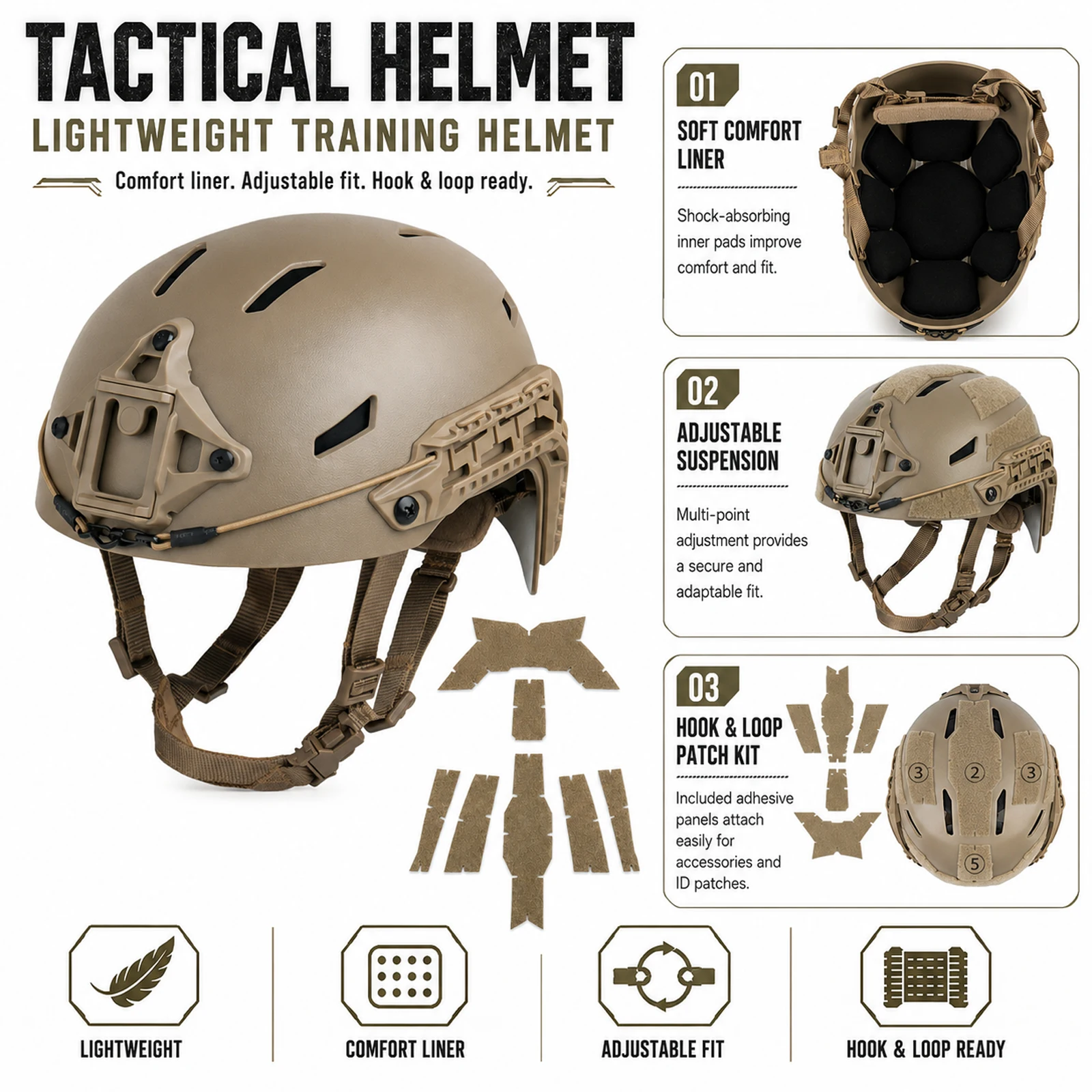 Tactical Airsoft Helmet Set with Dummy Night Vision Goggle Camera Model Respirator Communication Headset Light Gear