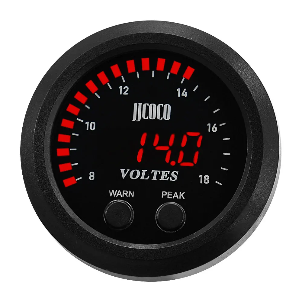 Universal Ultra-thin 52MM Voltmeter 8-18V Voltage Meter Voltes Gauge Ultra-Thin Round With Red Light LED Display Car Motorcycle