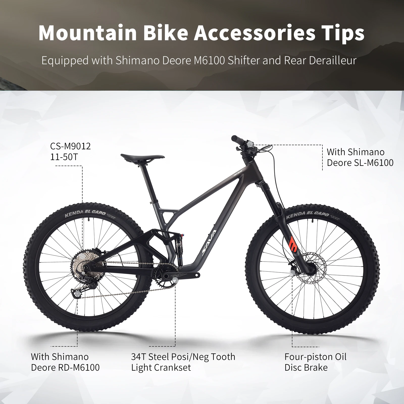 New SAVA TITAN612 Full Carbon Fiber Mountain Bike Soft Tail Shock-Absorbing Hydraulic Disc Brake All-Terrain Off-Road Adult Bicycle