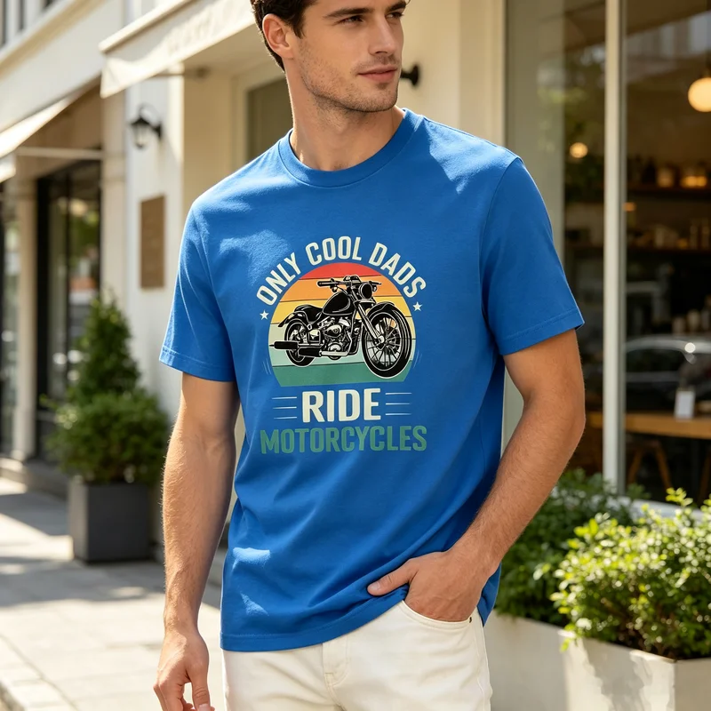 Cool Dad Motorcycle T-Shirt Unisex Ride Motorcycles Retro Graphic Tee Vintage Sunset Casual Cotton Dad Gift  Harajuku Y2k Top