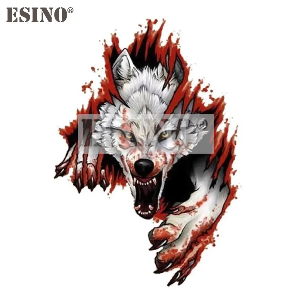 Car Styling Funny Cute Cruel Angry Bloody Wolf Automobile Creative PVC Waterproof Sticker Car Whole Body Vinyl Decal