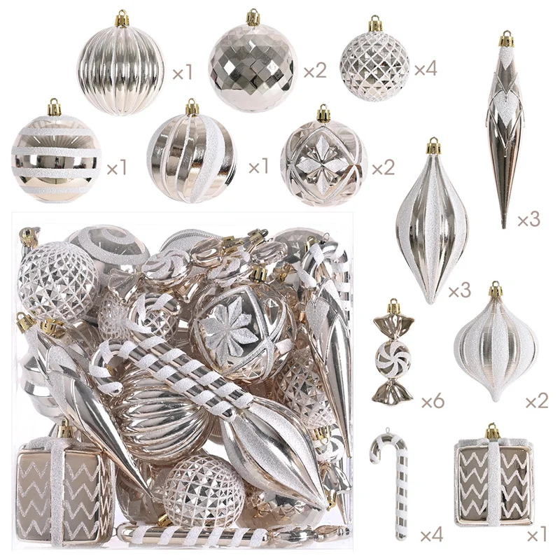 

30Pcs Christmas Ball Decoration Champagne Gold Baubles Xmas Tree Hanging Pendant 2026 Navidad Noël Weihnachten Party Ornaments