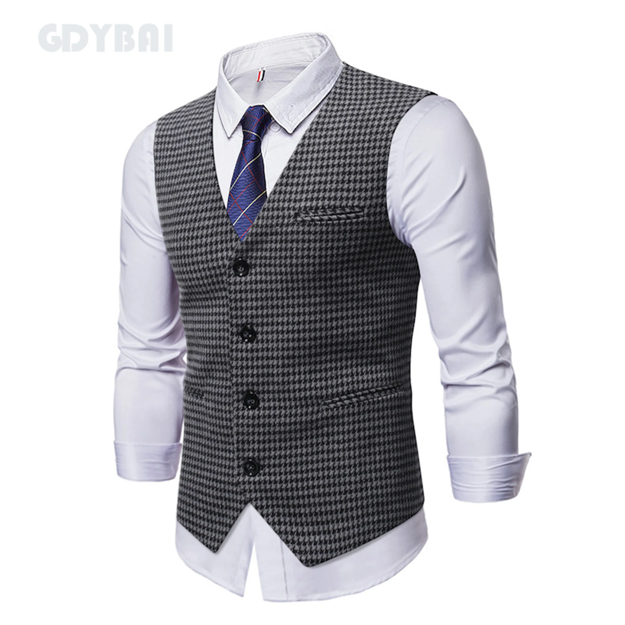 Men'S Vest Seasons New Business Vest Jacket Fashion Casual Classic MenSelf-cultivation Single-breasted