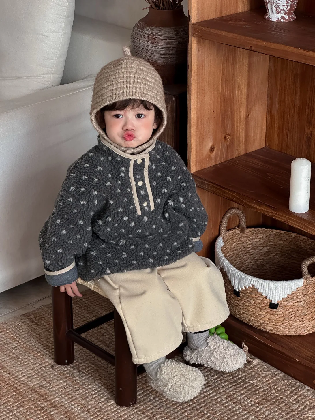 2025 Winter New Baby Long Sleeve Warm Coat Cotton Infant Girl Plus Velvet Thick Sweater Toddler Boys Fleece Sweatshirt Clothes