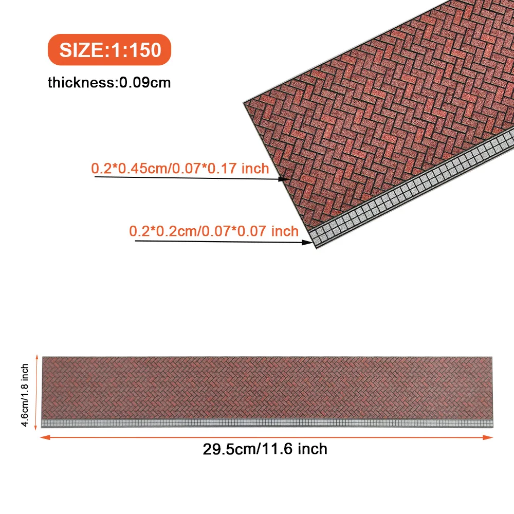 1/200-1/75 Miniature ABS Brick Floor/Road for Micro Landscape/Dollhouse/Garden Decor/Railway Layout/Dioramas Accessories 1pc