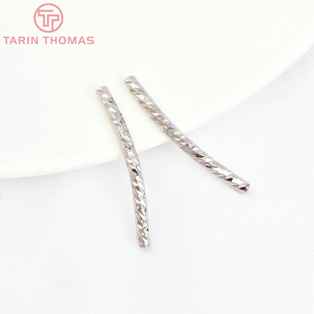 (3430)20PCS 2x20MM 18K Gold Color Plated Brass Curved Tube for Bracelet Making High Quality Diy Jewelry Accessories