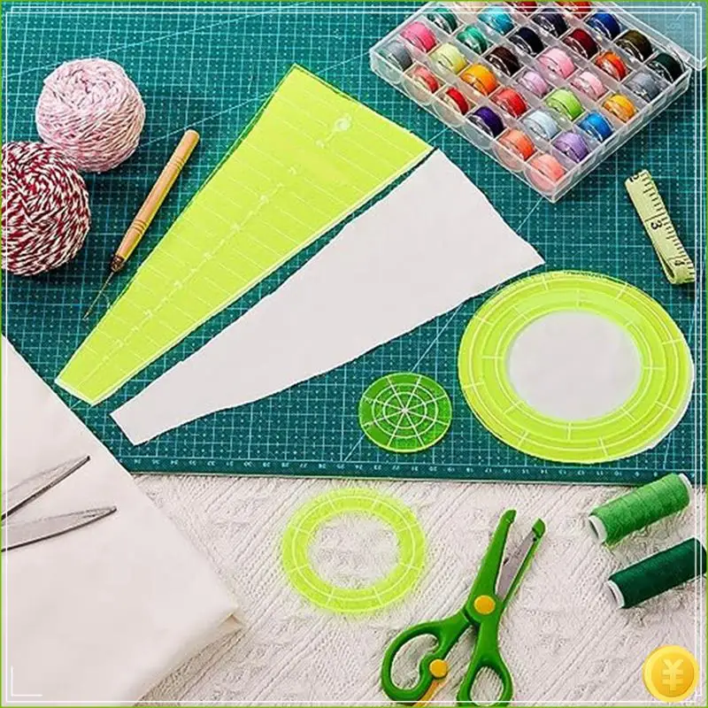 10-Piece Set Of Special-Shaped Sewing Patchwork Ruler DIY Sewing Ruler Patchwork Tool Quilt Ruler Cutting Pattern Green