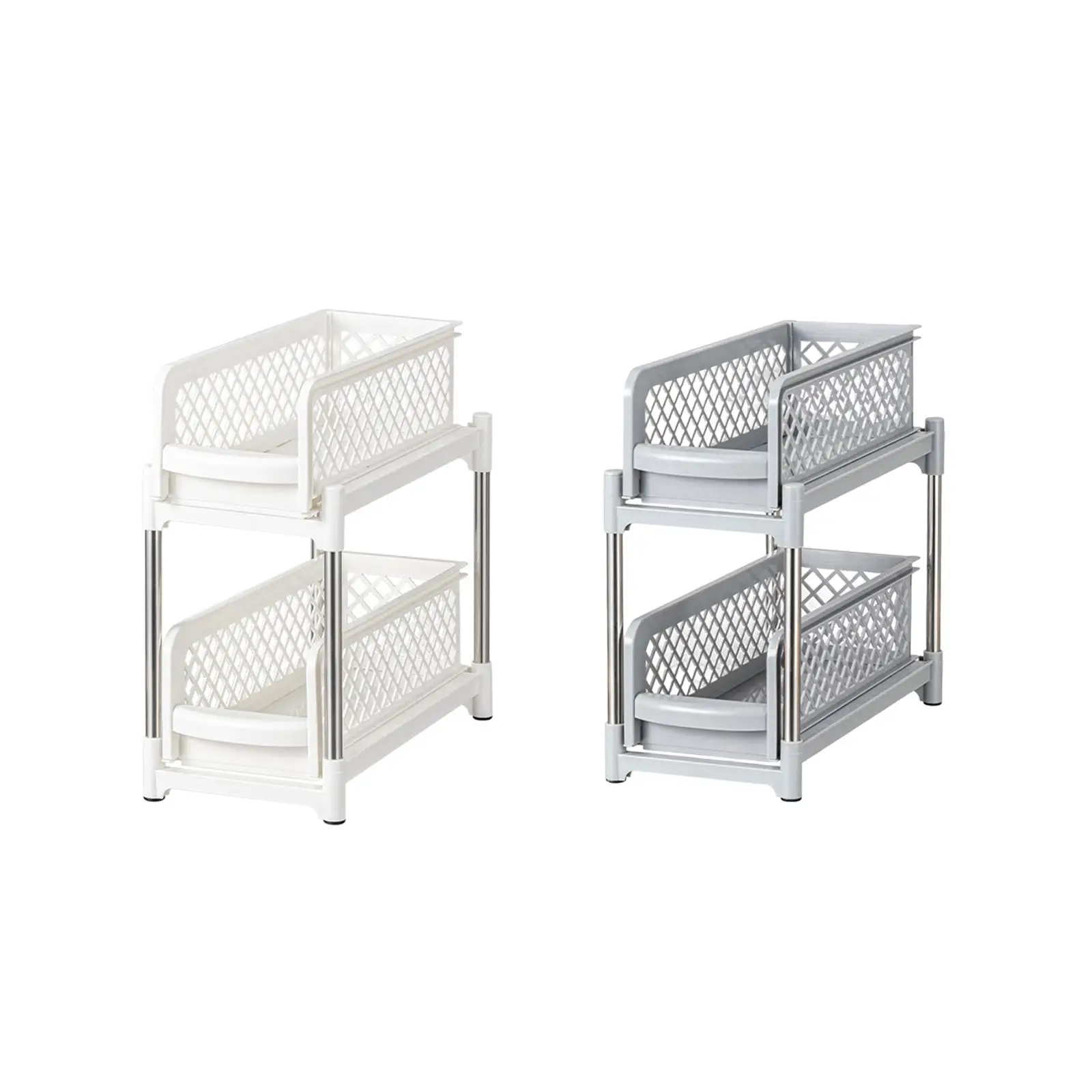 Under Sink Organiser Rack Convenient Stainless Steel 2 Tier Sliding Kitchen Cabinet Organizer Pull Out Cabinet Organizer Drawers