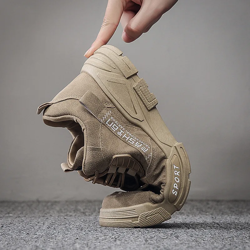Men's Sports Shoes 2025 New Waterproof Work Boots Work Shoes Thick Soled Lace Up Anti Slip Casual Sports Shoes 39-46 Plus Size
