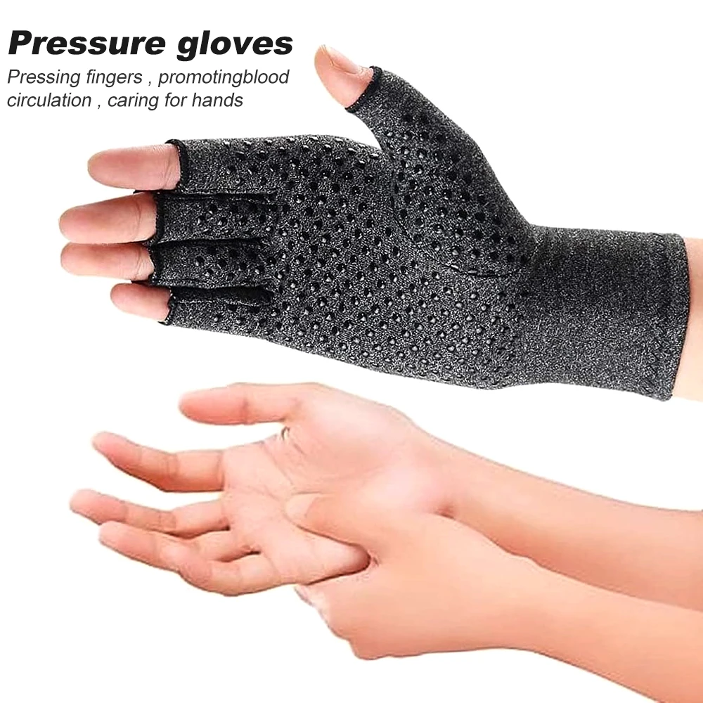 1Pair Arthritis Compression Gloves, Anti-Slip Glue dot Gloves for Work, Compression Gloves for Carpal Tunnel Pain, for Women/Men