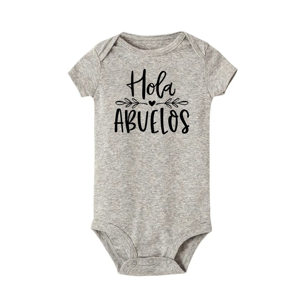 Hola Abuelos estampado español abuelos anuncio de embarazo mono recién nacido lindo ropa infantil de una pieza mono de bebé regalo