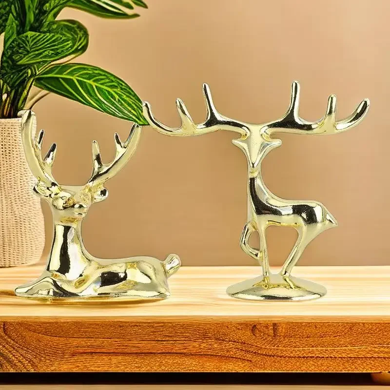 Light Luxury Zinc Alloy Deer Ornaments Home Desk Decoration Accessories Metal Figurine Décoration Miniature