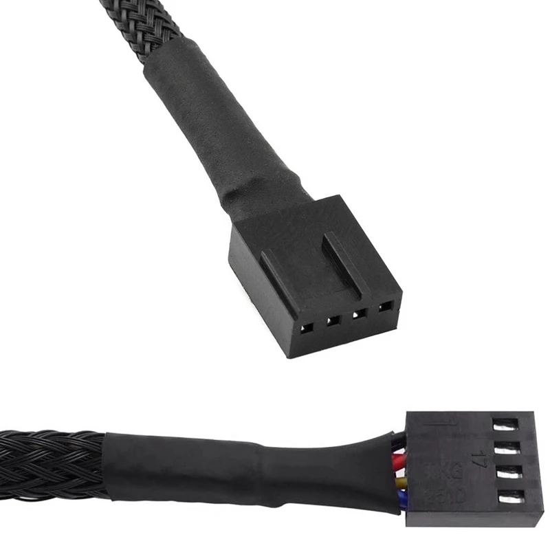 T88C 4PCS 4 핀 PWM 팬 확장 전원 케이블 커넥터 케이스 남성-여성 4 핀/3Pin 팬용 케이블 연장