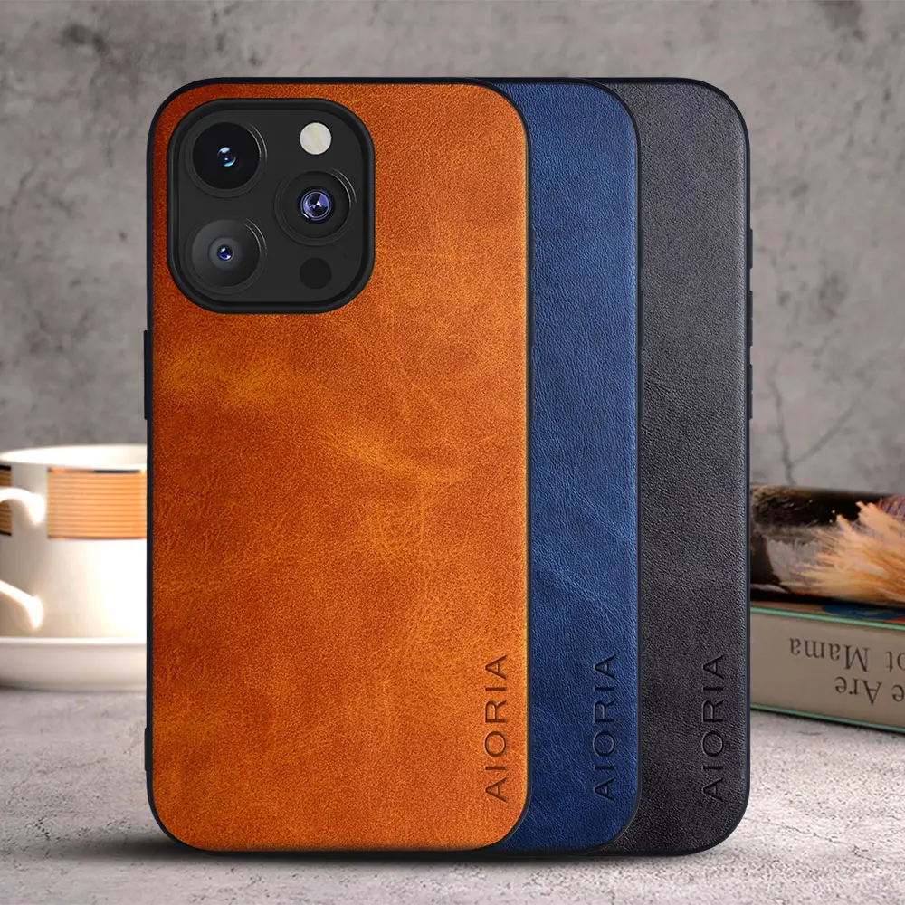 Case for iPhone 15 16 14 13 12 11 Pro Max Plus Mini coque Luxury Vintage leather cover funda for iphone 16 pro max case capa