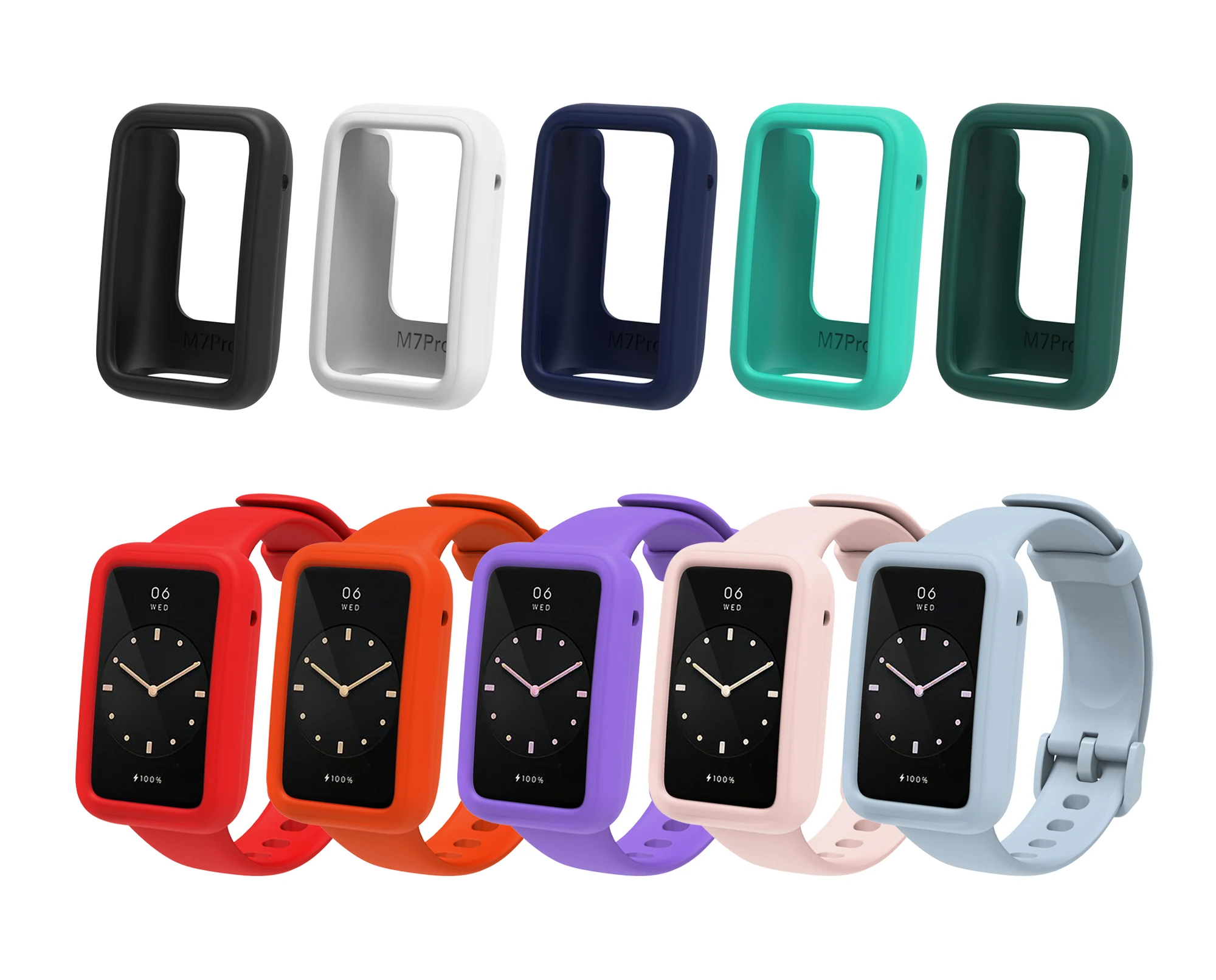 New Soft Silicone Cover Case Smart Watch Strap Accessories Cover Screen Protector Film Protection Shell For Xiaomi Mi Band 7 Pro