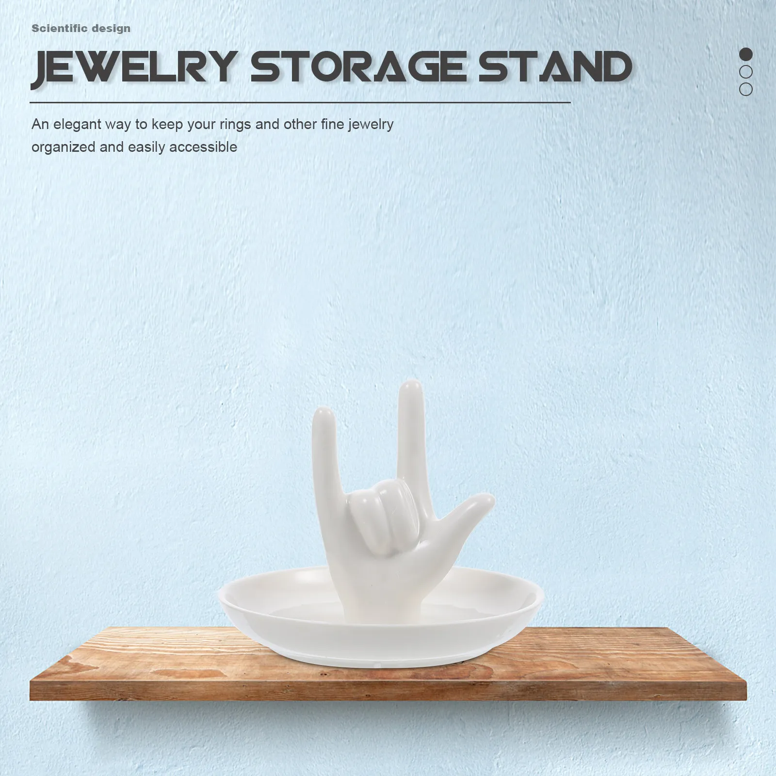 

Creative Gesture Ceramic Jewelry Display Stand Elegant Hand Ring Holder Tray Decorative Organizer for Bedroom Home Ring Storage