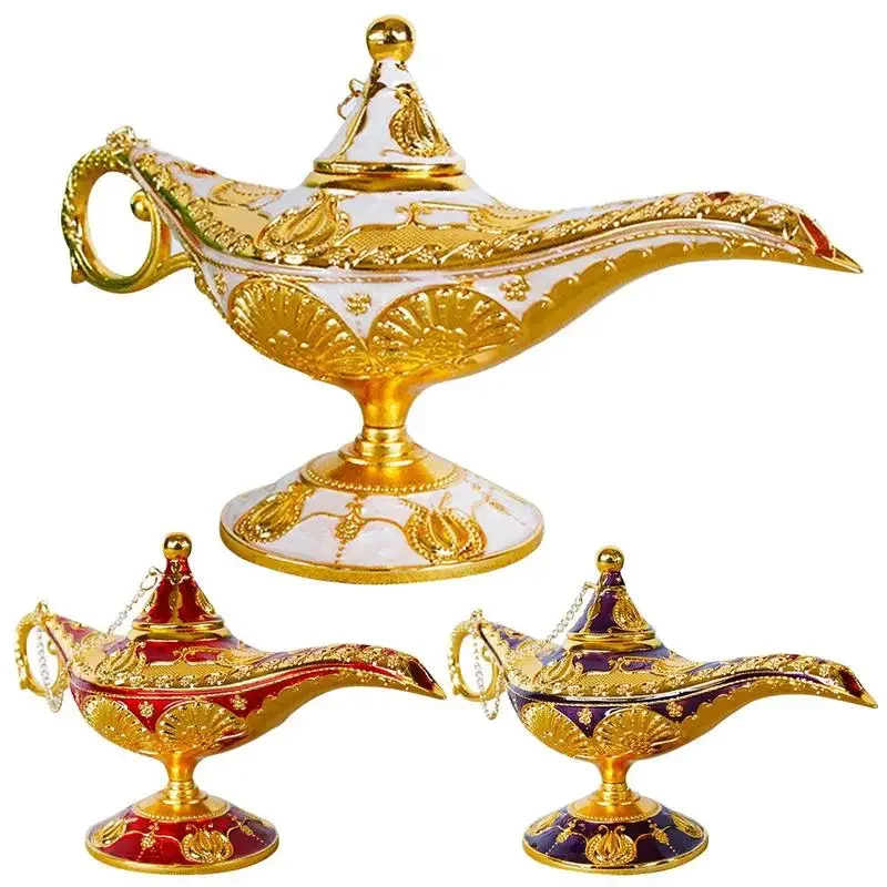 Vintage Aladdin Lamp Retro Legend Lamp European Retro Wishing Decor Tabletop Accessory for Home Party and Wedding