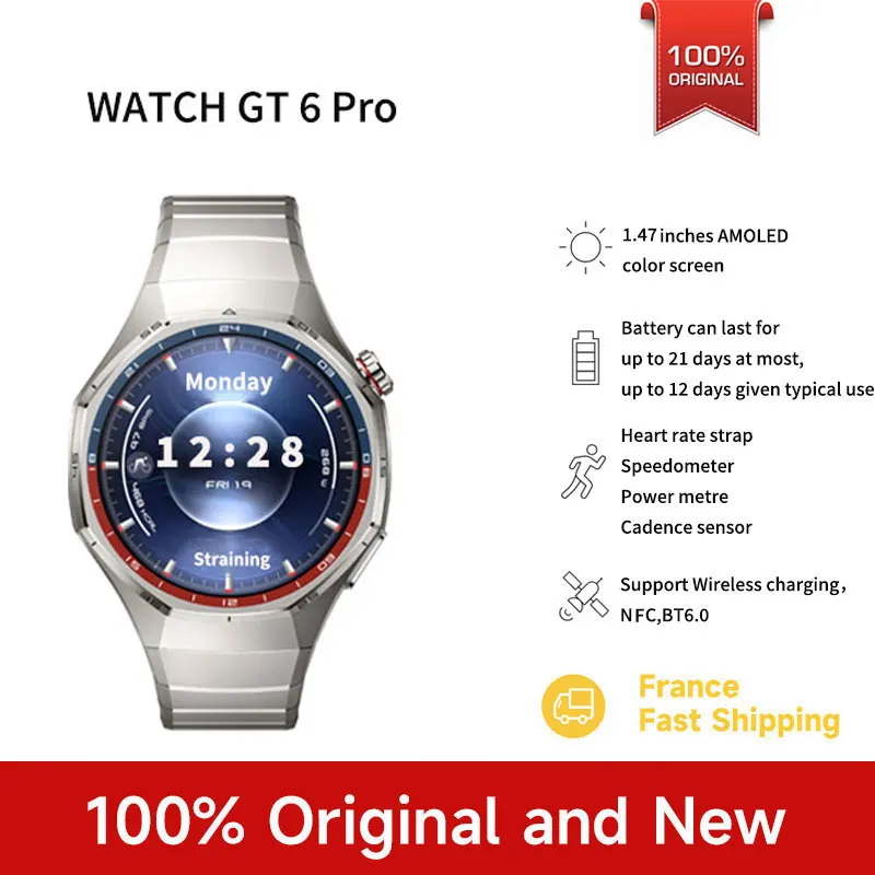 Montre connectée HUAWEI WATCH GT 6 Pro 2025, écran AMOLED 1,47 pouces, autonomie de 21 jours, HarmonyOS 6.0, NFC, appels Bluetooth, HUAWEI WATCH GT 6Pro