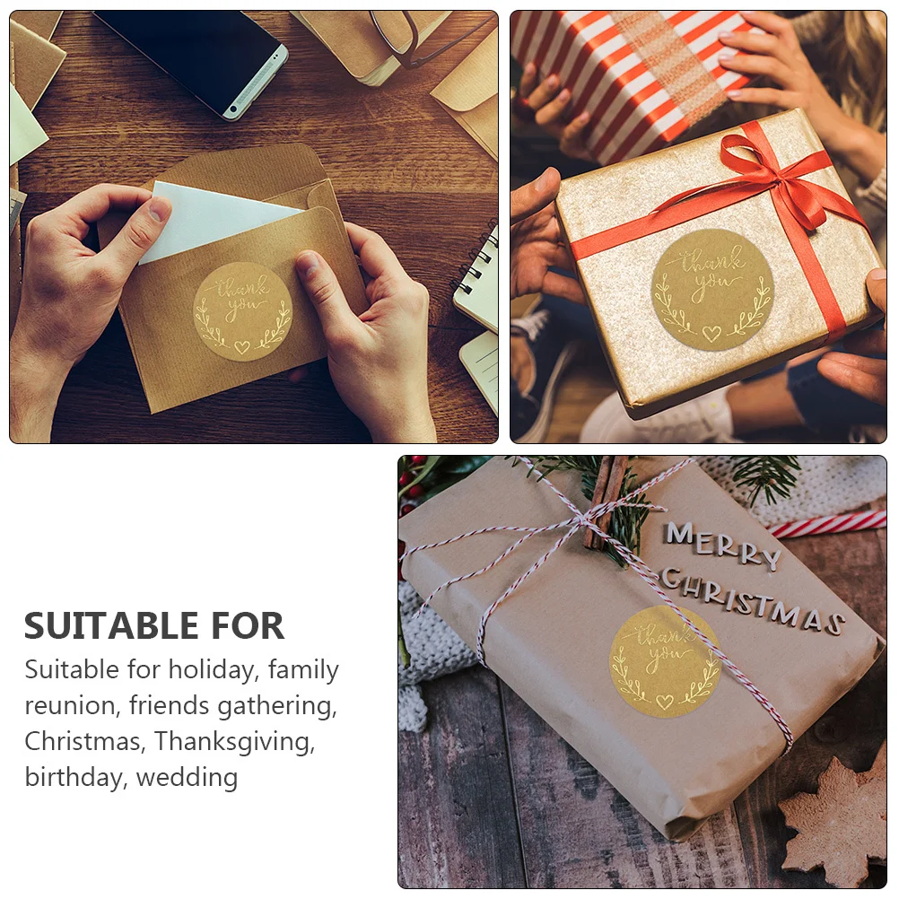 

500Pcs Thank You Decals with Round Sticky Seals for Gifts Packaging DIY Craft Wedding Shower Decor