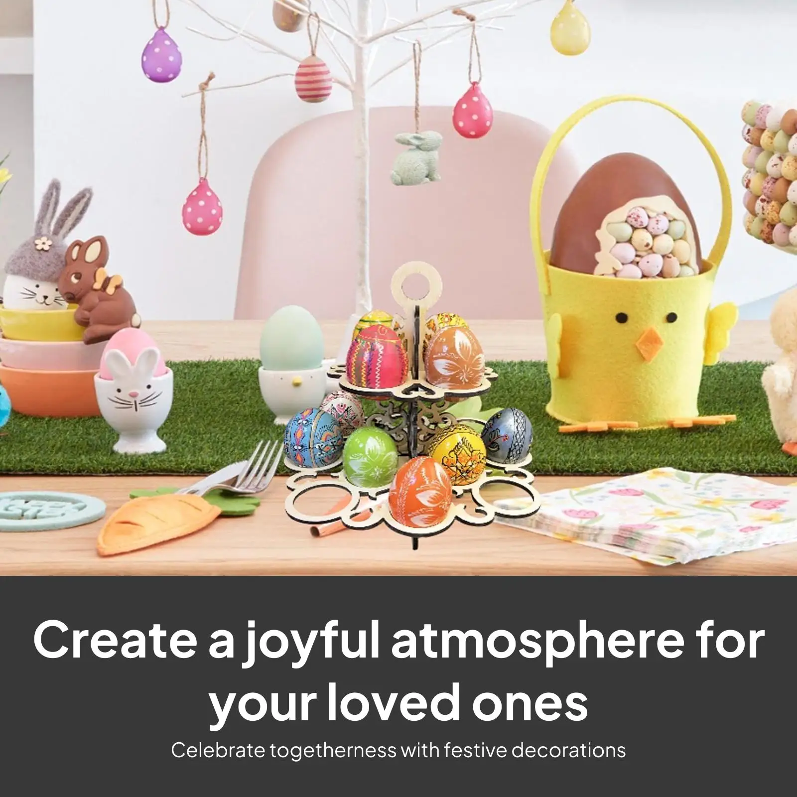 Easter Eggs Stand Wood Display for Dining Room Countertop Holiday Party