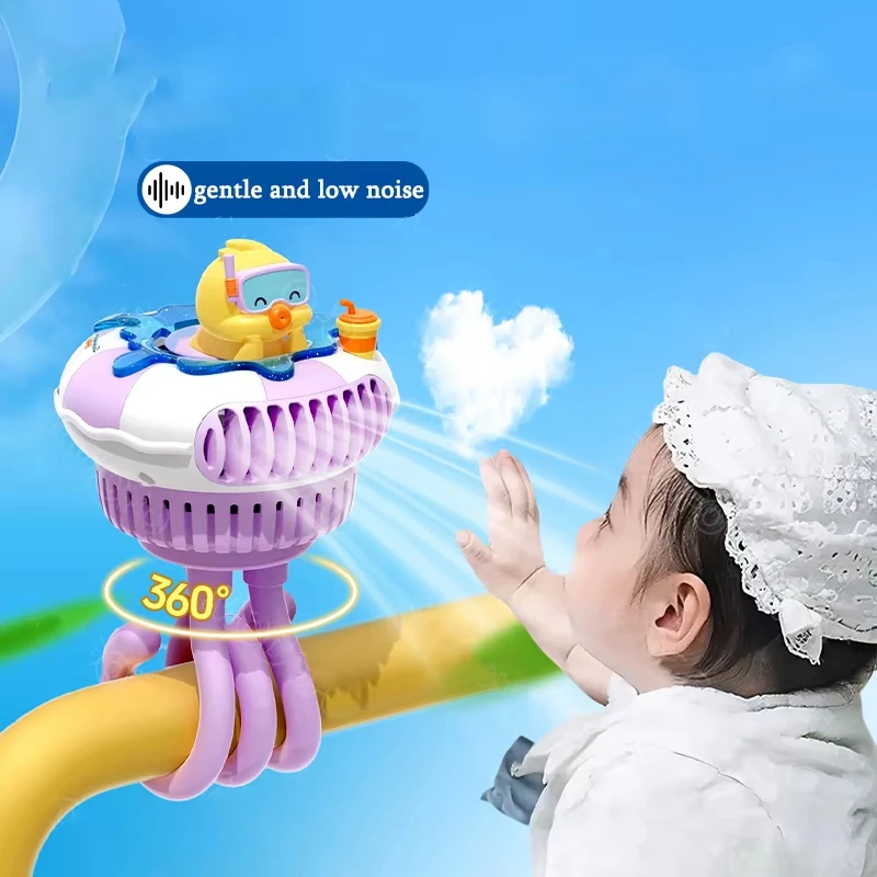 

Baby Stroller Fan Baby Mini Portable Cart Fan Octopus Tripod Clip With Nightlight Cute Baby Sleep Companion Stroller Accessories