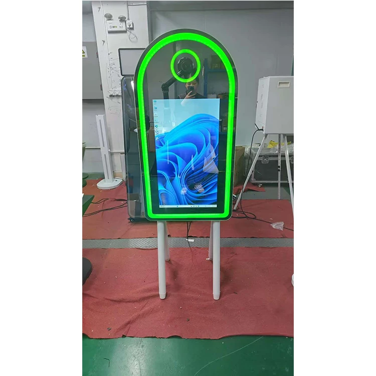 Touch screen photo booth with camera selfie portable
