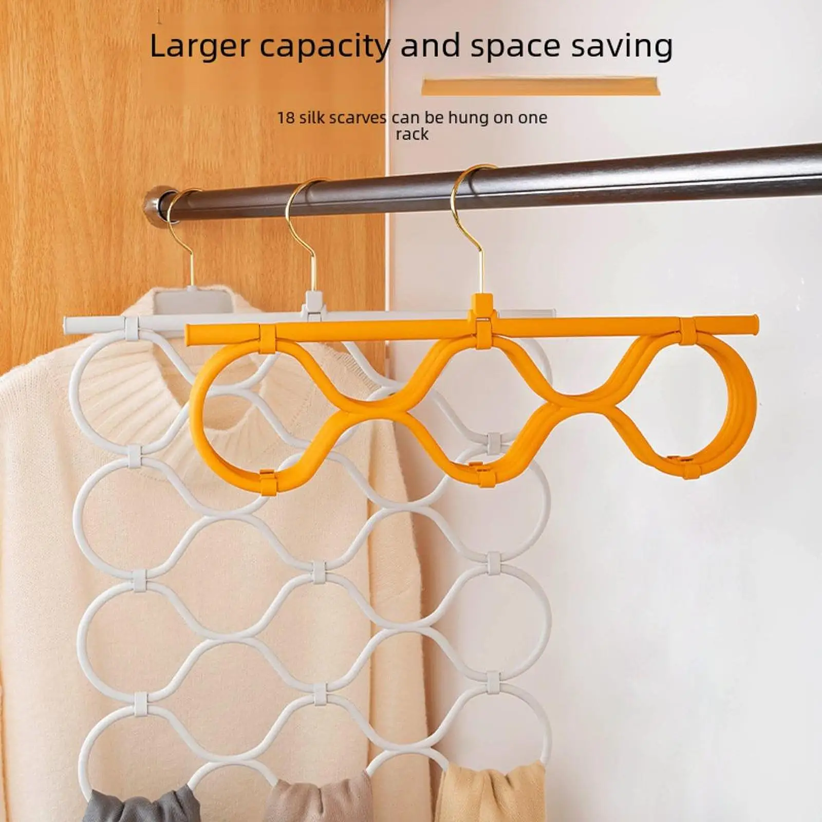 Scarf Hanger Anti Slip Non Slip 18 Rings Tie Hanger Liquid Silicone Clothing Hanger Tie Rack for Shawl Tie Belt Pants