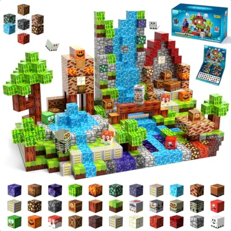 

Магнитные блоки, 150 шт., магнитные строительные блоки, магнитные блоки STEM, кубики для детей 35, 48 812, сенсорная игрушка-укладка, рождественское рождение