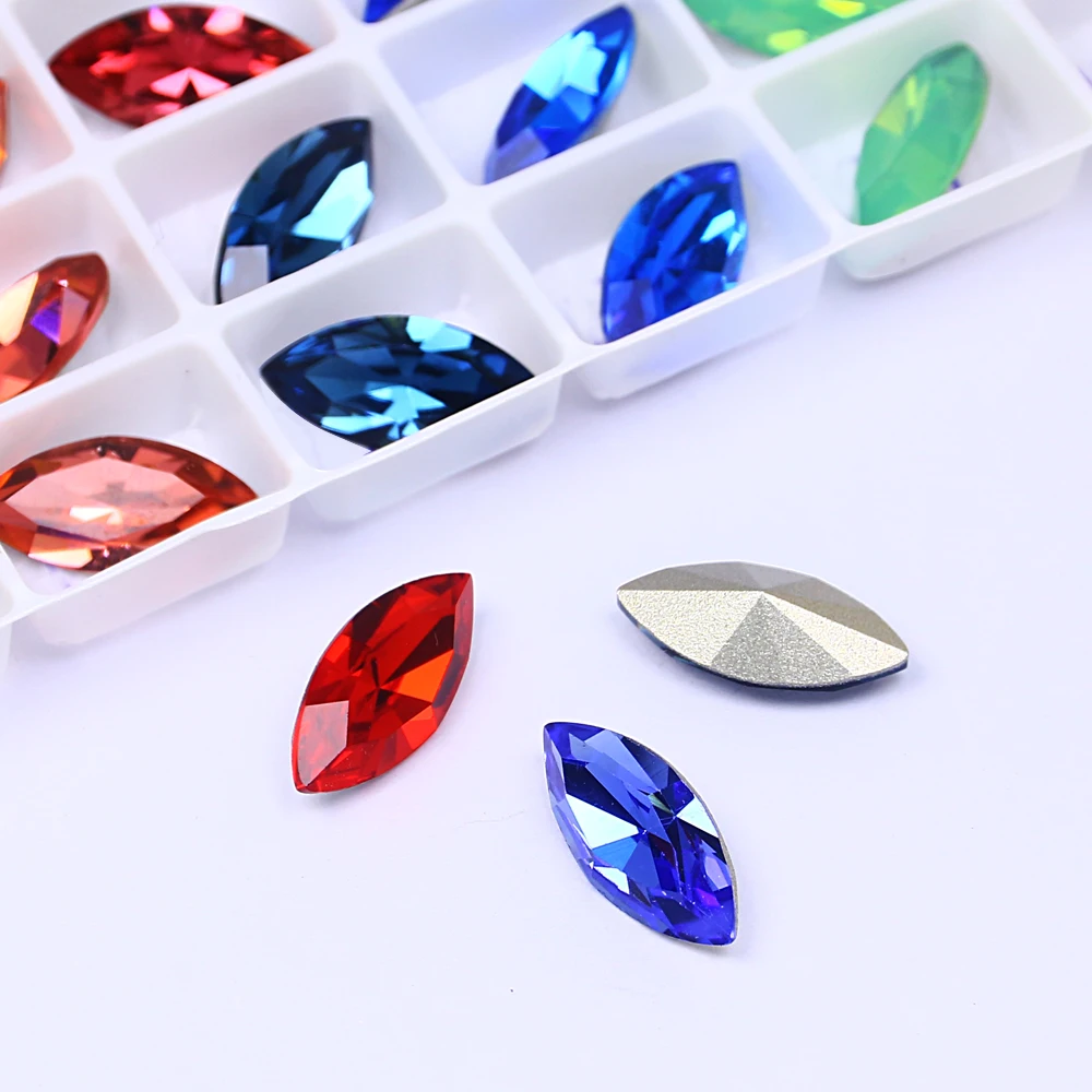 20pcs Navette Crystal Pointed Back Rhinestones All Size K9 Glass 3D Fancy Stones Nailart Diamond For Jewelry DIY 3017