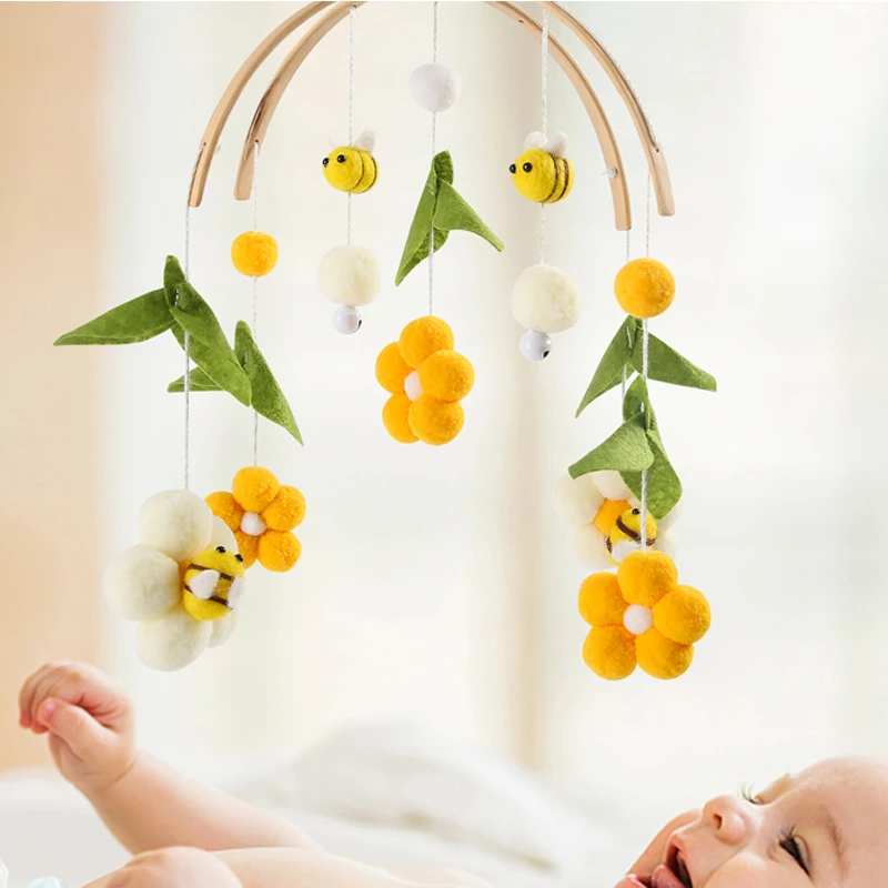 Carillon per animali Fiore Panno morbido Letto Campana Giocattolo Culla Sonagli Giocattoli per bambini 0-12 mesi Giocattolo mobile per neonati Giocattoli per neonati