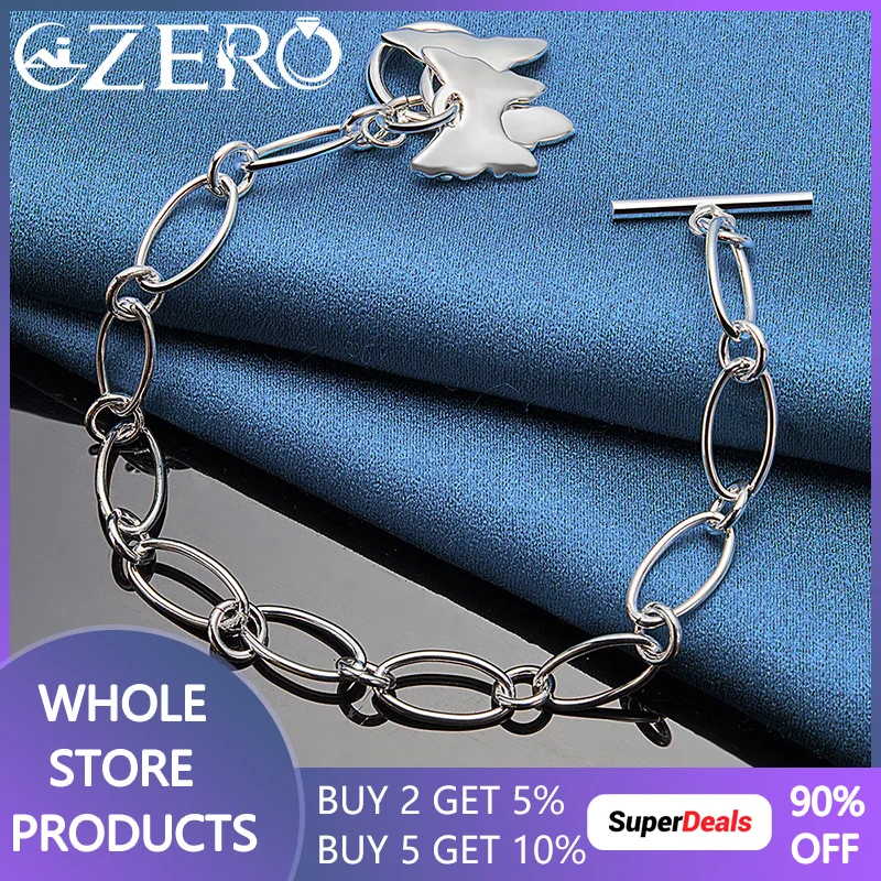

ALIZERO 925 Sterling Silver OT Buckle Chain Double Butterfly Bracelet For Women Fashion Wedding Engagement Party Jewelry Gift