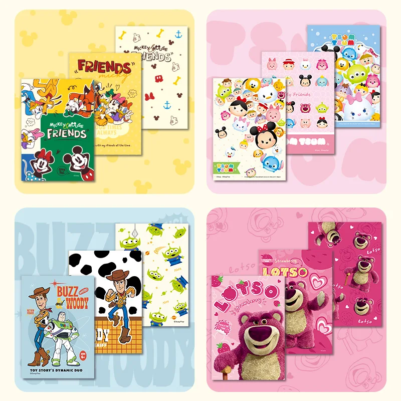 3pcs Mix Original Edition Disney B5 Notebook Cartoon Mickey Mouse Car Suture Notepad Student Supplies Stationery Wholesale