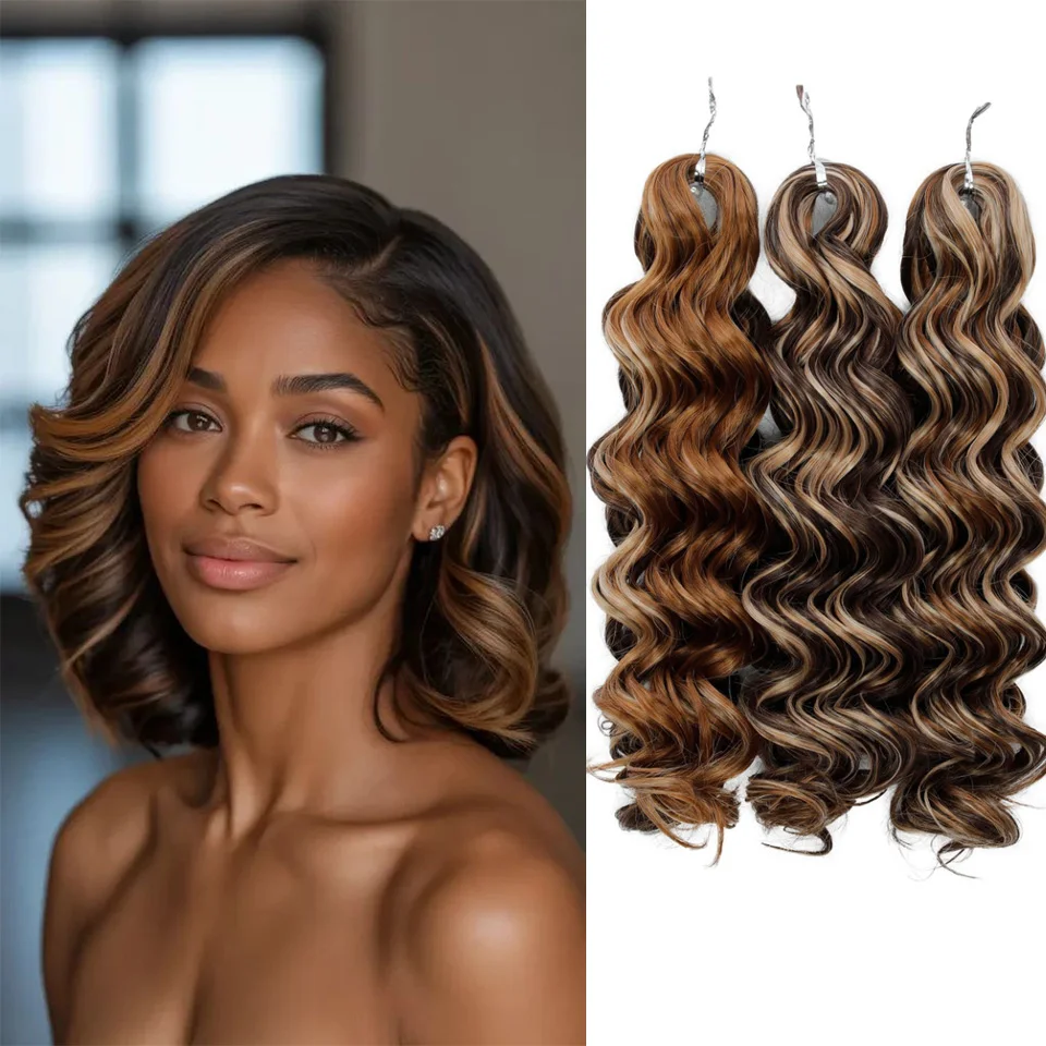 

Body Wave Synthetic Crochet Hair Extension Ombre Brown Braiding Hair Extension Highlight Color Hair Extensions For All Seasons