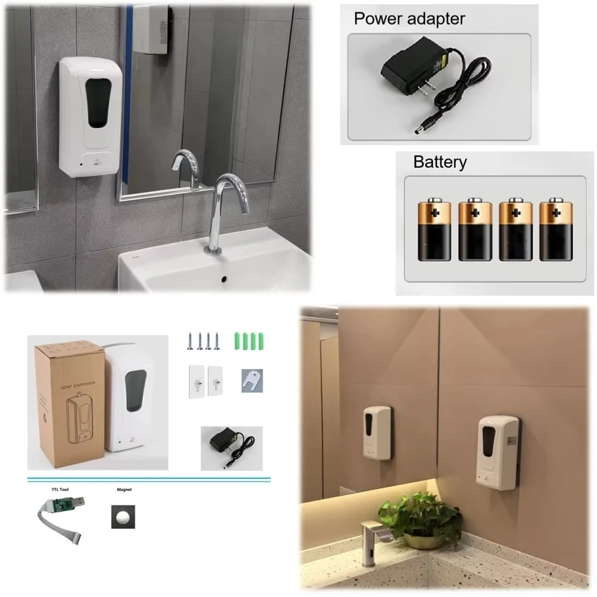 Smart sensor contactless automatic toilet soap dispenser with liquid level sensor, IoT remote monitoring.