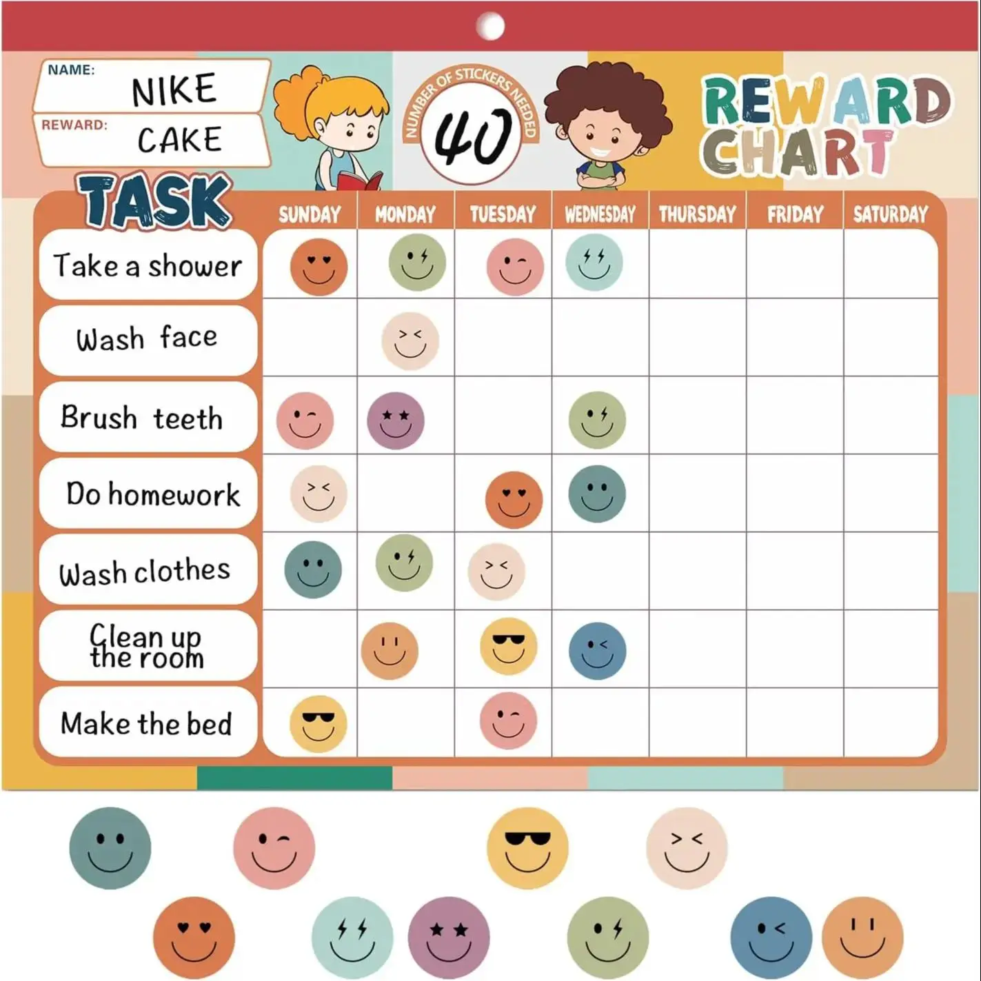Reward Chart Pad for Kids with 32 Chore Charts Magnetic Behavior Chart System for Motivate Good Habits 2280  Star Stickers