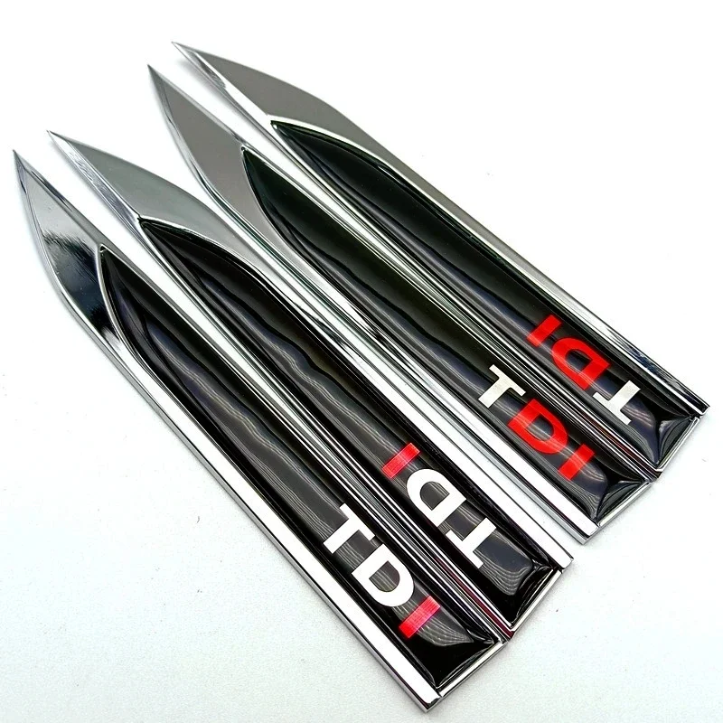 2Pcs 3D Blade Metal Logo TDI Emblem Car Fender Badge Decal For Volkswagen VW Polo Golf 6 7 Passat B6 T5 TDI Sticker Accessories