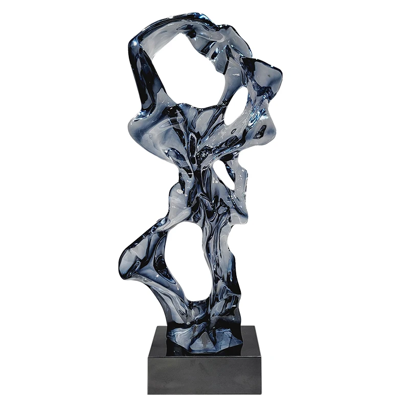 *Modern Abstract Taihu Stone Hand Modeled Irregular Shape Transparent Resin Sculpture for Hotel Lobby Sales Office Porch Soft