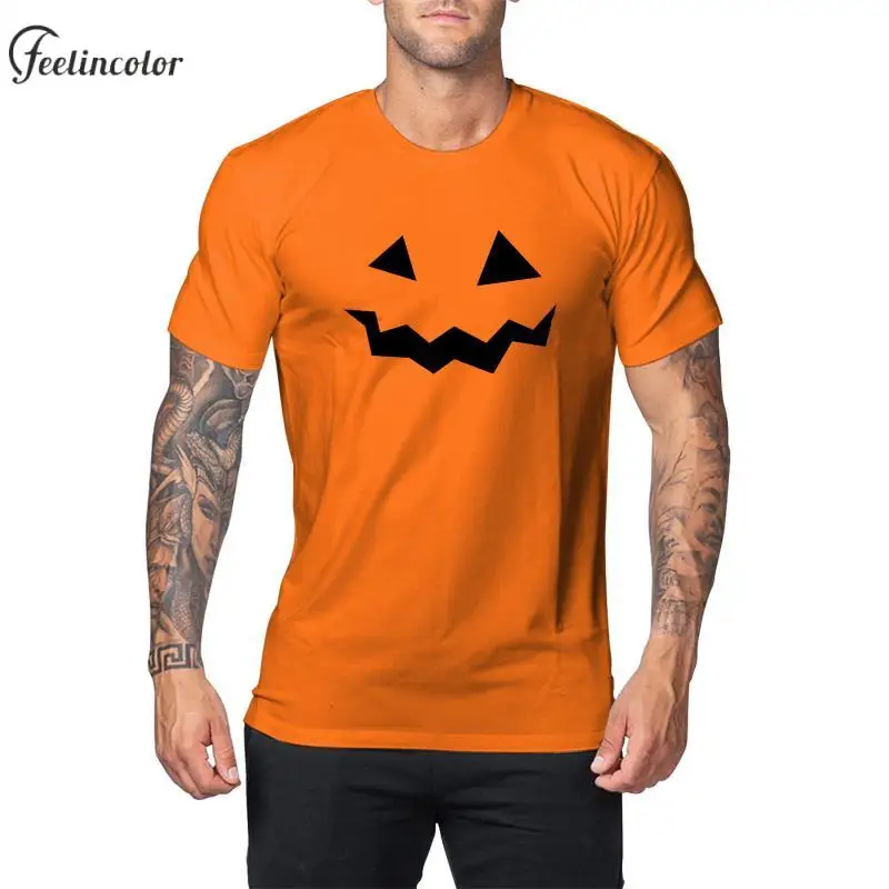 Halloween Tear The Grimace T-Shirt For Men Orange Printed T-Shirts Short Sleeve Round Neck Top Fashion Holiday Male Clothing