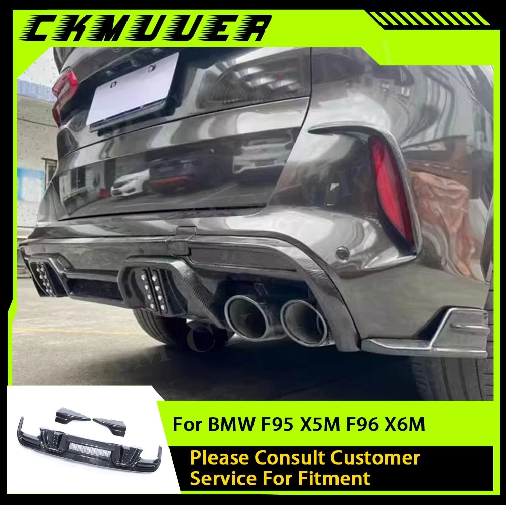 

Carbon Fiber L Style Rear Bumper Diffuser Lip Splitters Rear Diffuser with Light Splitters for BMW F95 X5M F96 X6M 2020-2024 FRP