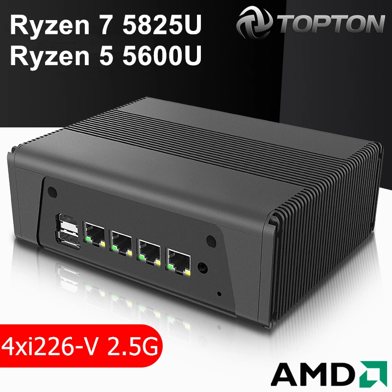 Topton X4F Firewall Appliance AMD Ryzen 7 5825U 5800U 4x Intel i226-V 2,5G NAS Server Mini PC 3*NVMe 2*SATA 3x4K UHD Proxmox