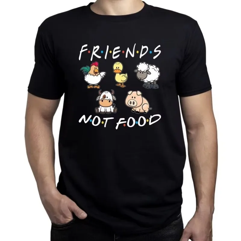 Camiseta Friends Not Food, camiseta para amantes de los animales, camiseta de moda vegetariana, camiseta de algodón para vegetarianos, camisetas a base de plantas