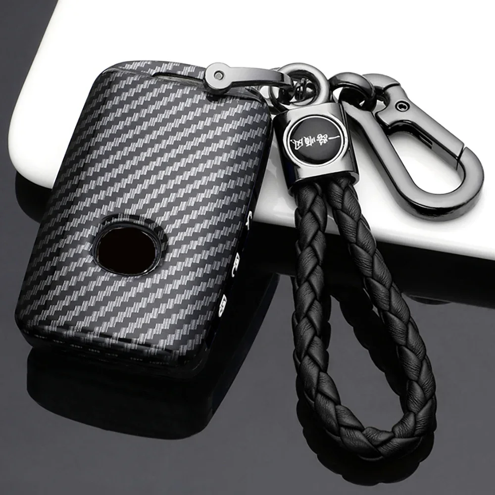 

Carbon Fiber ABS Car Key Case Cover Remote Fob Shell Chain Holder For Mazda 2 3 6 Axela Atenza Demio CX30 CX5 CX3 CX7 CX8 CX9