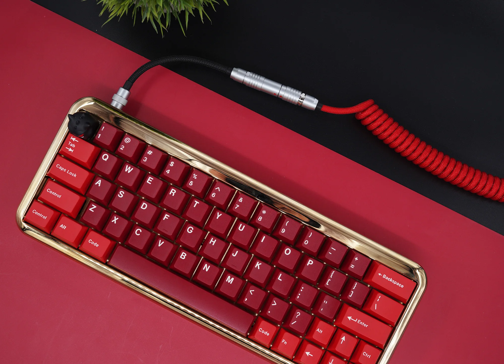 GeekCable Handmade Customized Red & Black USB Cable Mechanical Keyboard Data Cable with SP Keycap Theme for Computer Accessories