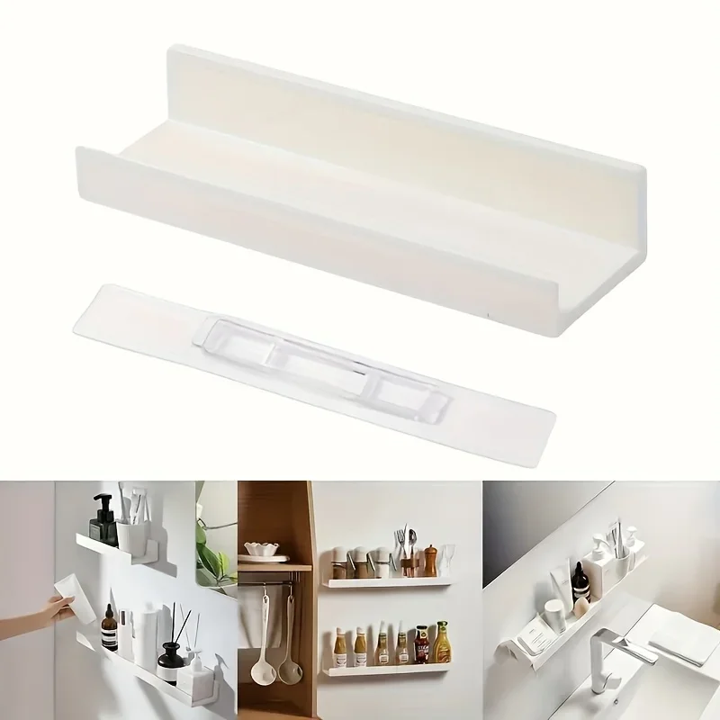 Drill-Free Plastic Wall Mount Shelves, Adjustable Structure, Classic Farmhouse and Minimalist Look, Ideal Hanging Organizer
