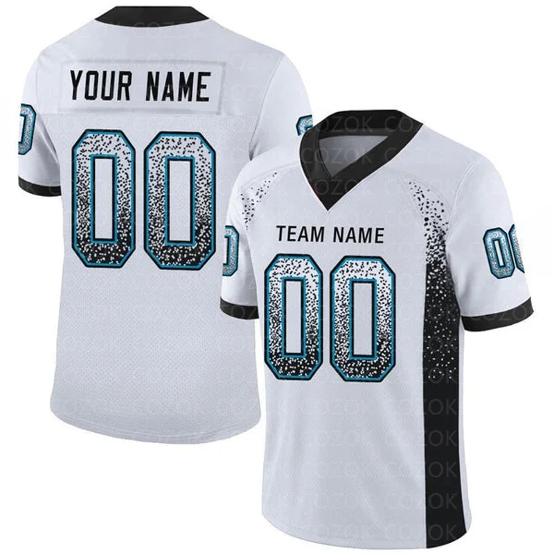 

White Series Customized Football Jersey for Men Women Football Short Sleeves Athletic Unisex Tee Shirts
