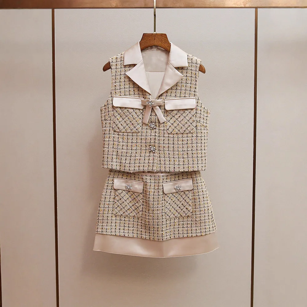 

High-End Autumn New Women's Fashion Set with A-Line Skirt And Vest Elegant Commute Style by Nan You Quality Assurance