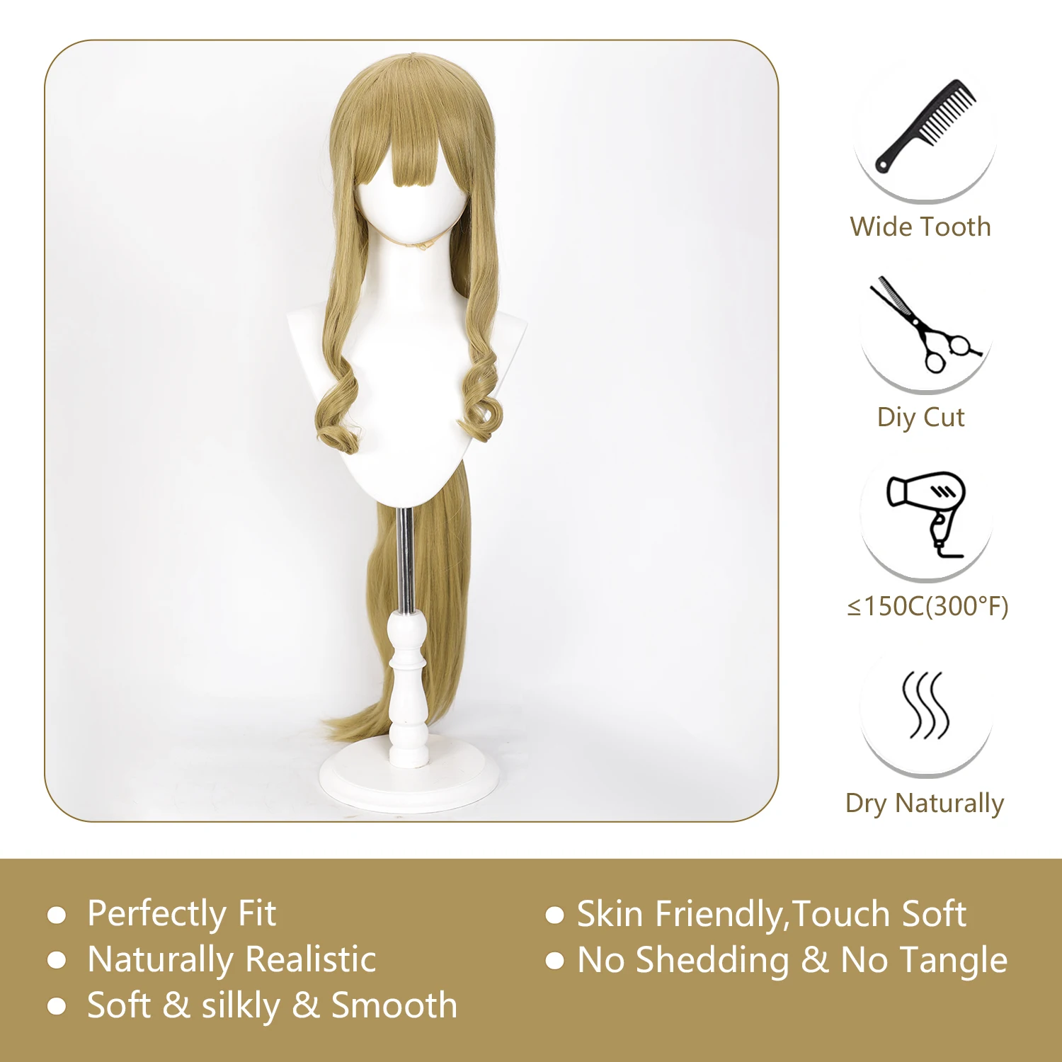 أنيمي شعر مستعار Muelsyes شعر مستعار تأثيري الفرسان أنثى أنيمي لعبة دور شعر مستعار تأثيري مع الانفجارات الكتان الذهب الذرة بيرم رقيق شعر مستعار اصطناعي #5