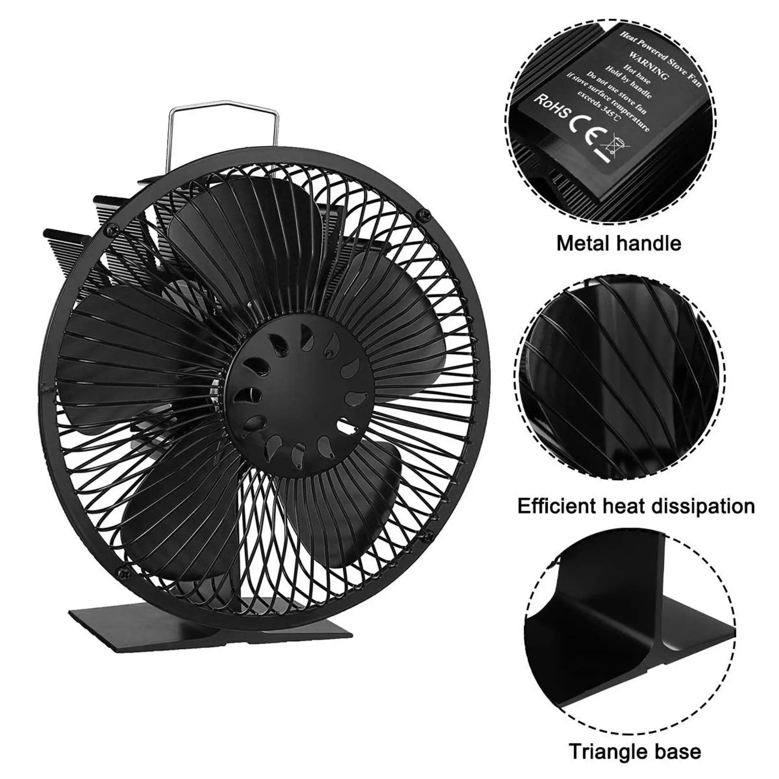 

Heat Powered Fan Fireplace Top Circulating Warm Air for Wood